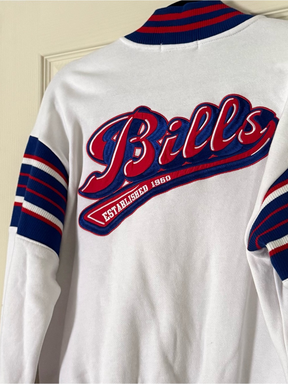 WEAR by Erin Andrews White Buffalo Bills Snap Fleece Sweatshirt Jacket - NWT